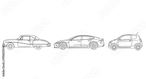 Three different car outlines shown side by side.