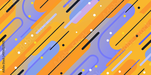 Abstract geometric background with orange lavender and black shapes