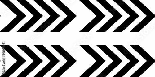 Repeated black chevron arrows point right and down on a white background