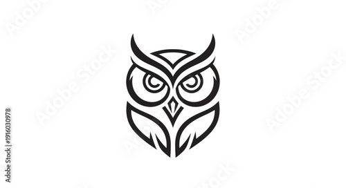 Stylized Owl Face Illustration Minimalist Design.