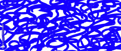 Seamless blue brush stroke scribbles texture. Repeated hand drawn abstract doodles pattern. Grunge rough sketched scrawl background. Bold pencil chalk or crayon squiggle lines wallpaper. Vector