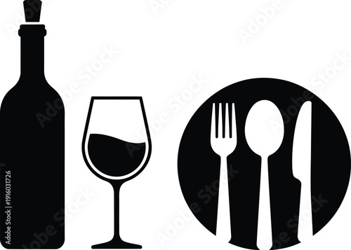 A fine wine and dining experience with elegant cutlery and glassware.