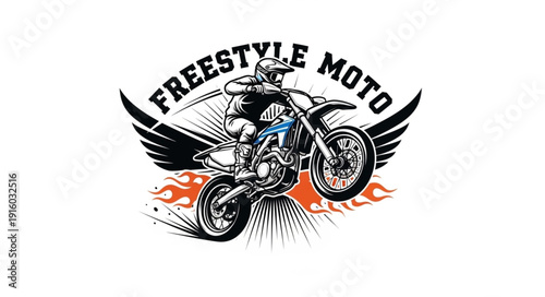 Freestyle Motorcycle Rider Illustration Design.