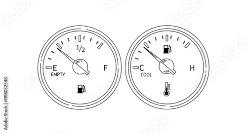 Fuel and Temperature Gauges Illustration.