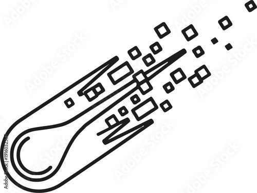 A simple line drawing of a broken thermometer with mercury spilling out.