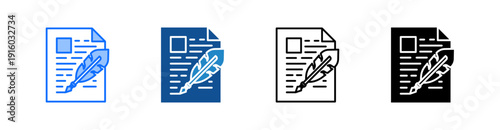 Writing Multiple Style Icon Set 