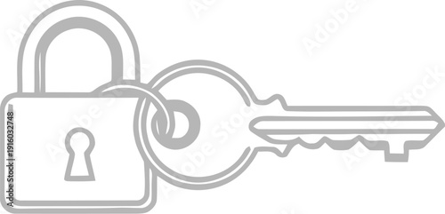 A simple line drawing of a padlock and key on a white background.