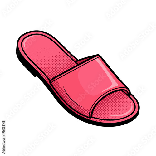 Vibrant pink open heel slipper illustration isolated on white background, showcasing a modern and stylish design with a sleek open toe and comfortable sole