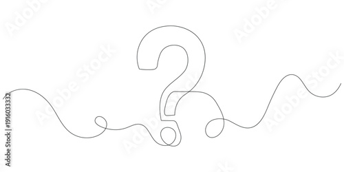 Continuous one line drawing question mark icon vector. Minimalist mystery symbol for help center, FAQ, curiosity, and problem solving concept set. Vector Illustration.