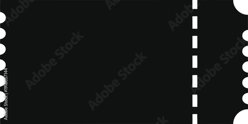Black ticket icon with perforated edges and rounded corners