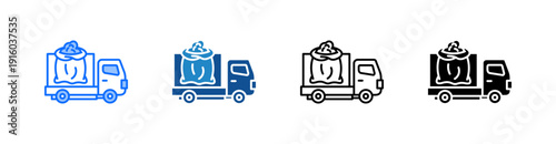 Garbage Truck Multiple Style Icon Set 