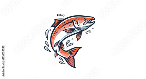Illustration of Salmon Fish Swimming.
