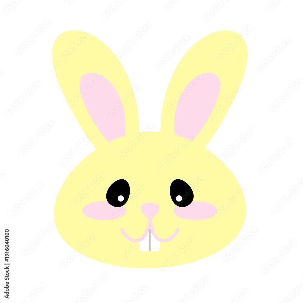Obraz premium Bunny smiling face illustration. Cartoon bunny face. Cute rabbit icon character. Cute easter bunny illustration. Hand drawn face of bunny