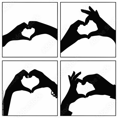 Hands making heart shapes with fingers Vector