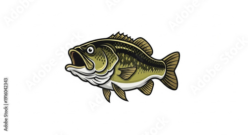 Largemouth Bass Fish Illustration.