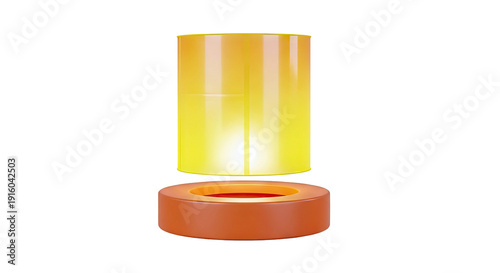 3D Rendered Lamp with Yellow Shade and Orange Base