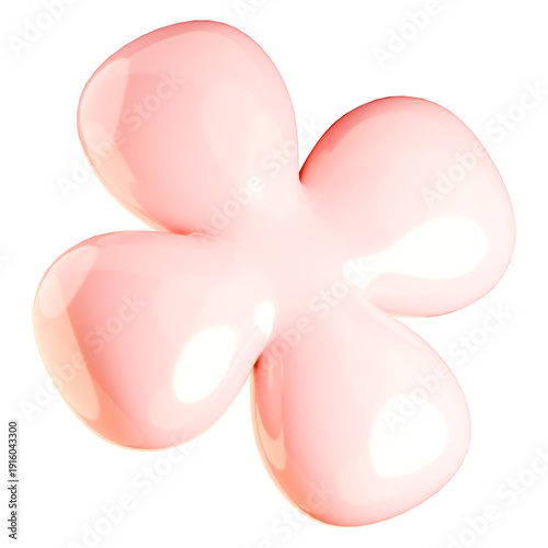 3D Abstract Cute Pink Pastel Glossy Modern Geometric Futuristic Element Object Aesthetic Smooth Curve Decoration