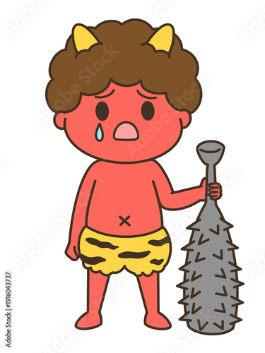泣く赤鬼のゆるかわイラスト