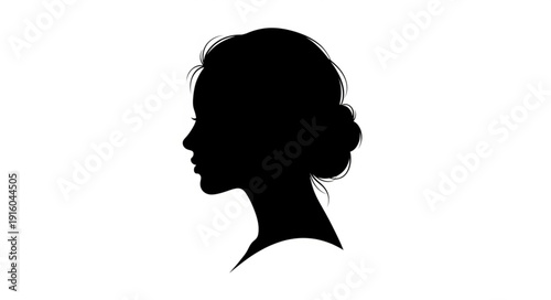 Silhouette Profile of a Woman with Updo Hairstyle.