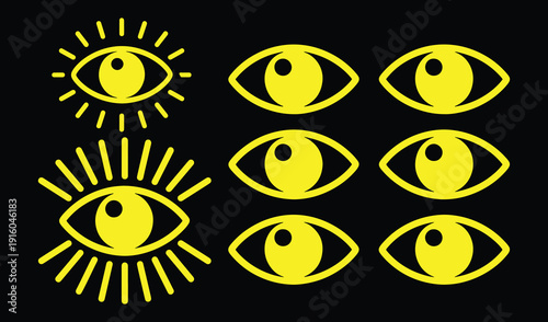 Eye icon set. Eyesight symbol. Retina scan eye icons. Simple eyes collection. Eye silhouette - stock vector.