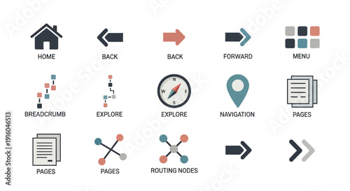 Navigation icons for web and mobile.