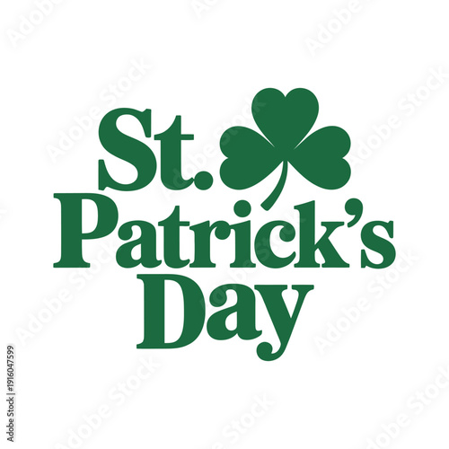 A St. Patrick's Day logo with a shamrock on a white background
