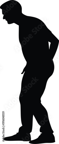 Silhouette of a man with back pain hunched over in discomfort