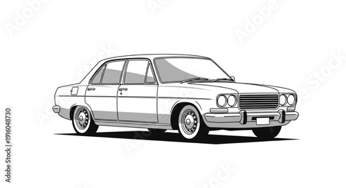 Classic Sedan Car Illustration Vintage Automobile.