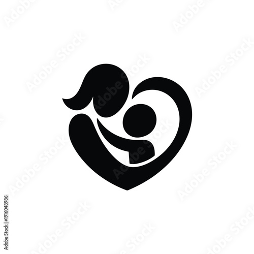 A heartwarming logo of a mother and child in a loving embrace