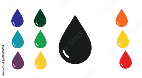 Colorful water droplets with a striking black silhouette