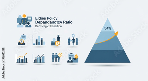 European Union Population Structure Change, Demographic Transition Stages and Aging Society Public Policy Data Visualization Vector