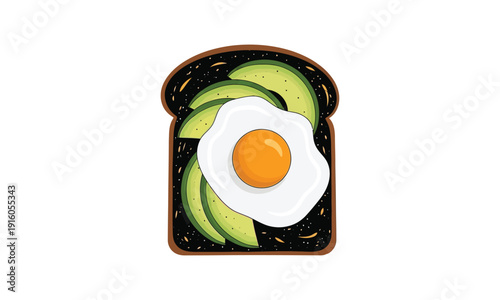 Avocado toast with a fried egg on top, healthy breakfast
