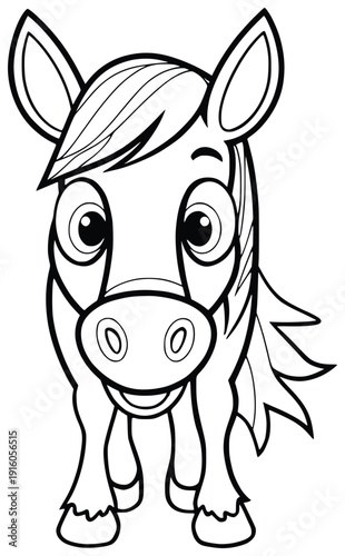 Happy Horse Illustration: A cheerful horse, portrayed in a delightful illustration, embodies innocence and playful spirit. Capturing its gentle nature.