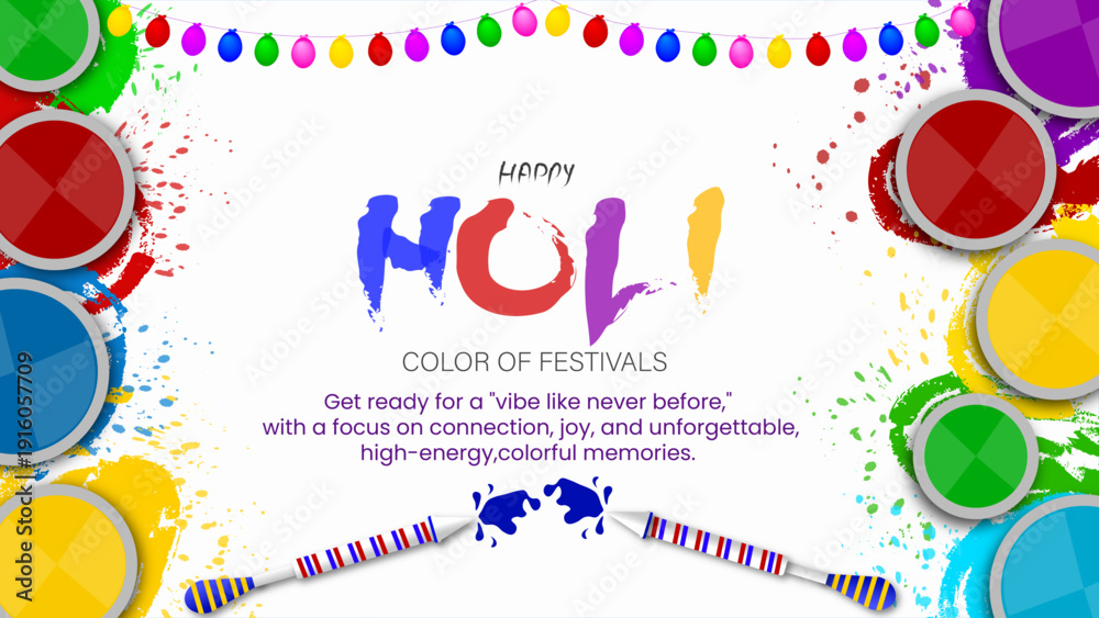 Obraz premium Vector illustration of Holi banner for sale and promotion for Festival of Colors celebration with message exclusive holi sale.
