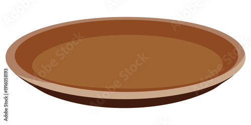 Brown clay bowl illustration isolated on white background