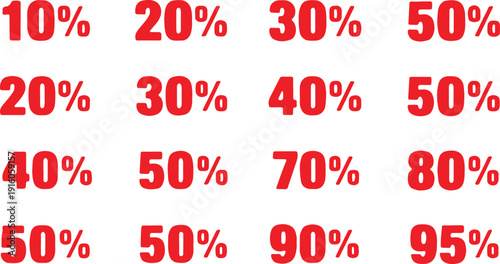Red Percent Sale Discount Number Vector
