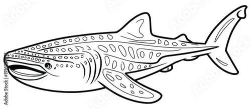 Oceanic Giant: An artistic, illustrative rendering of a whale shark gracefully glides through the underwater world. A visual exploration of marine life and its vast environment.