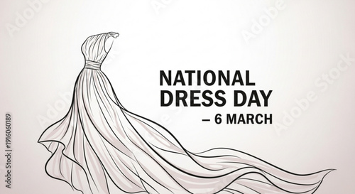 National dress day on march 6th fashion illustration of flowing dress