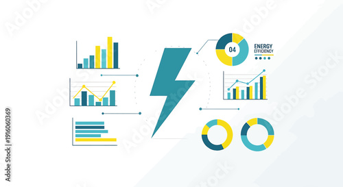 Energy efficiency data analysis with various charts and graphs illustrating performance metrics.