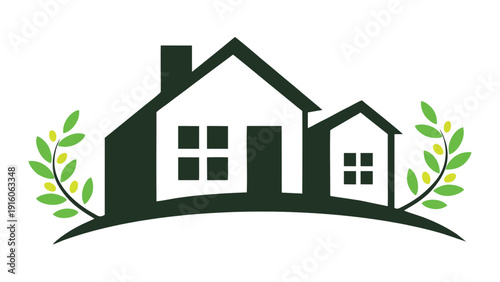 Real estate house building icon flat vector illustration