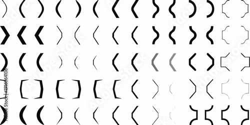 Abstract pattern of curved brackets and square brackets in black and white