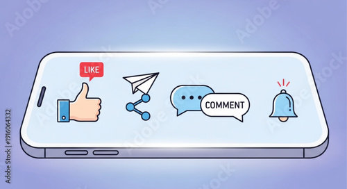 Smartphone displaying social media icons and notifications.