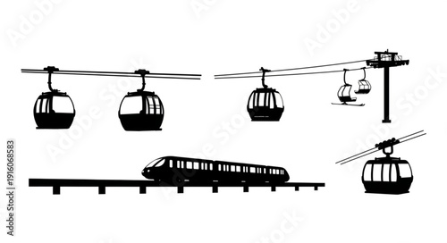 Modern transportation systems including cable cars and monorail.