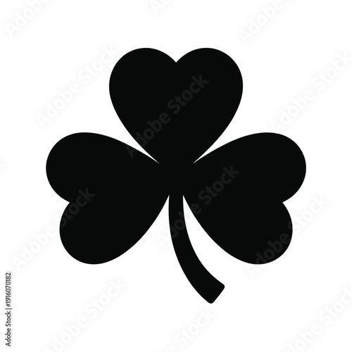 A black four-leaf clover on a white background symbolizing good luck
