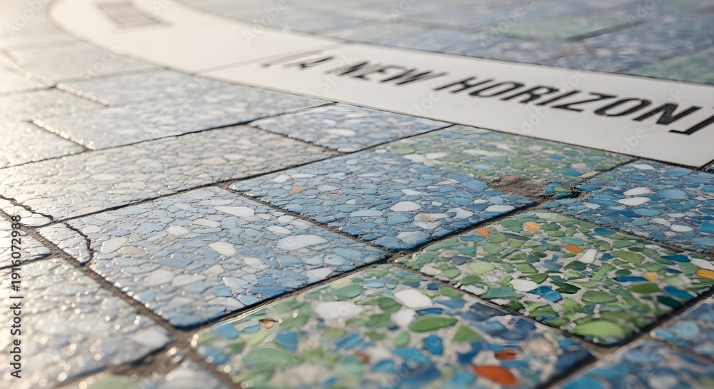Naklejka premium Abstract tiled surface with text and multicolored mosaic patterns design