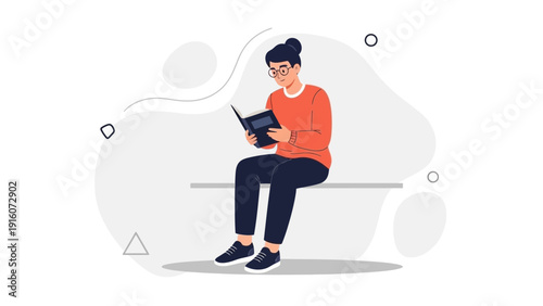 Person reading a book, illustration, learning, knowledge, education, lifestyle