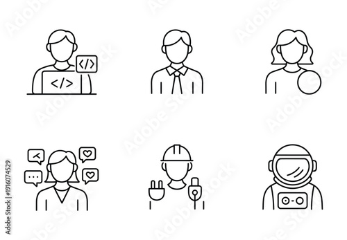 Vector icons representing safety, communication, teamwork, growth, health, and environmental care