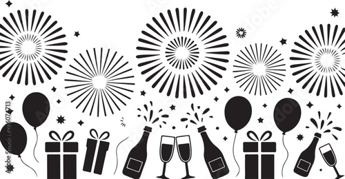 PARTY FIREWORKS celebration silhouette vector