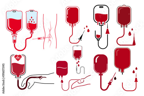 Blood Infusion Simple Shapes Vector Medical Illustration