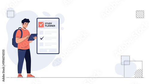 Student using tablet for study planner app, online education concept